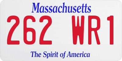 MA license plate 262WR1