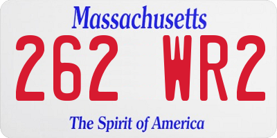 MA license plate 262WR2