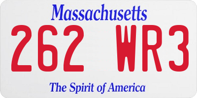 MA license plate 262WR3