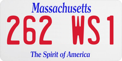 MA license plate 262WS1