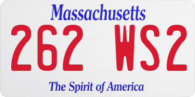 MA license plate 262WS2