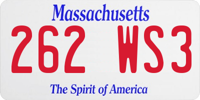 MA license plate 262WS3
