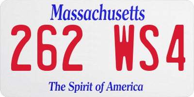 MA license plate 262WS4
