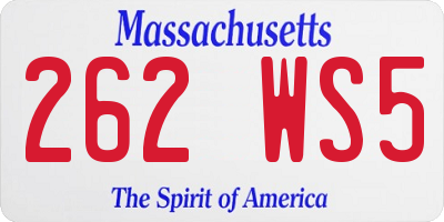 MA license plate 262WS5