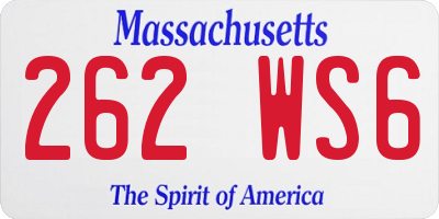 MA license plate 262WS6