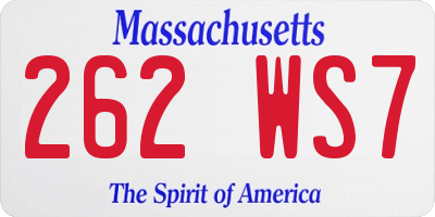 MA license plate 262WS7