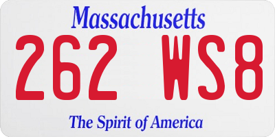 MA license plate 262WS8