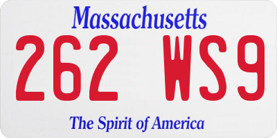 MA license plate 262WS9