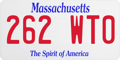 MA license plate 262WT0