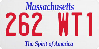MA license plate 262WT1