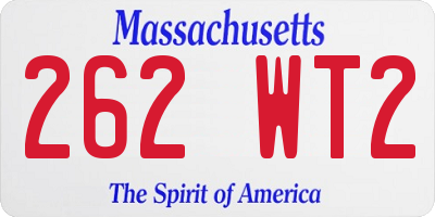 MA license plate 262WT2