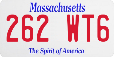 MA license plate 262WT6