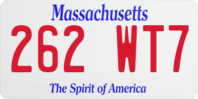 MA license plate 262WT7