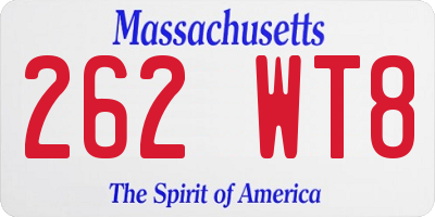 MA license plate 262WT8
