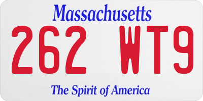 MA license plate 262WT9