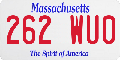 MA license plate 262WU0