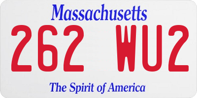 MA license plate 262WU2