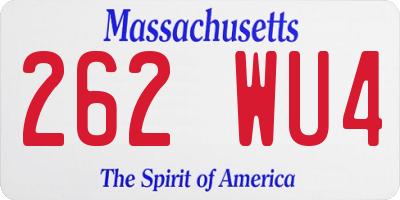 MA license plate 262WU4