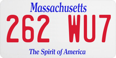 MA license plate 262WU7