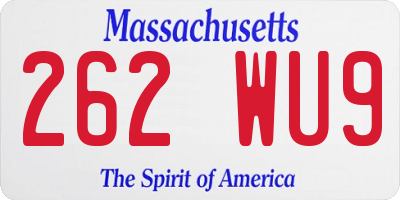 MA license plate 262WU9