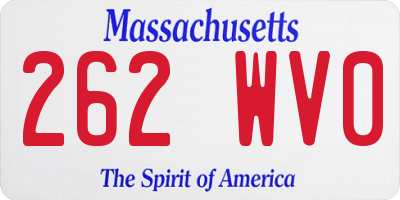 MA license plate 262WV0