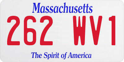 MA license plate 262WV1