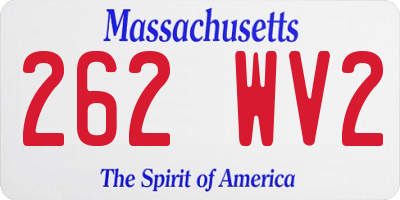 MA license plate 262WV2