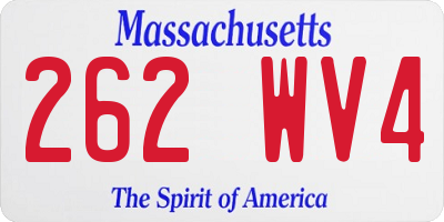 MA license plate 262WV4