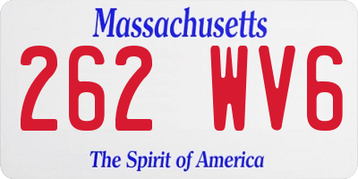 MA license plate 262WV6