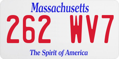 MA license plate 262WV7