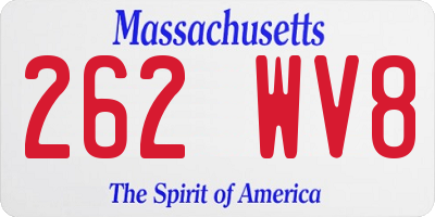 MA license plate 262WV8