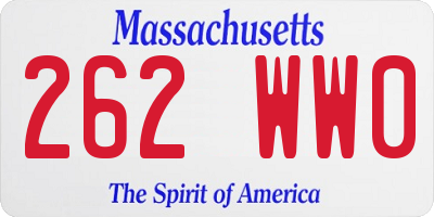 MA license plate 262WW0