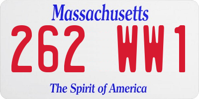 MA license plate 262WW1