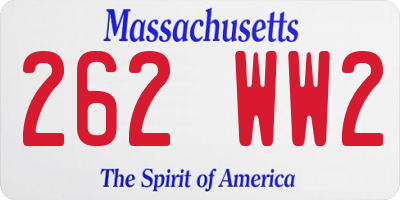 MA license plate 262WW2