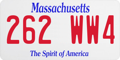 MA license plate 262WW4