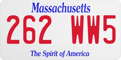 MA license plate 262WW5