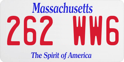 MA license plate 262WW6
