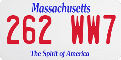 MA license plate 262WW7