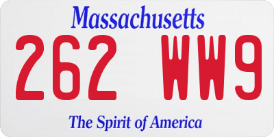 MA license plate 262WW9