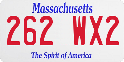 MA license plate 262WX2