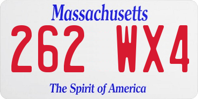 MA license plate 262WX4