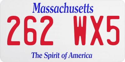 MA license plate 262WX5