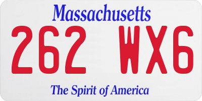 MA license plate 262WX6