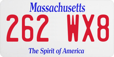 MA license plate 262WX8