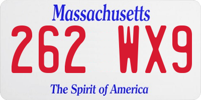 MA license plate 262WX9