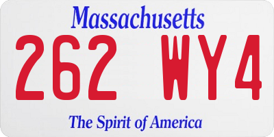 MA license plate 262WY4