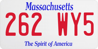MA license plate 262WY5