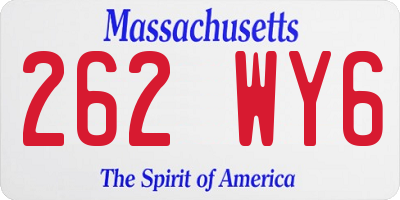 MA license plate 262WY6