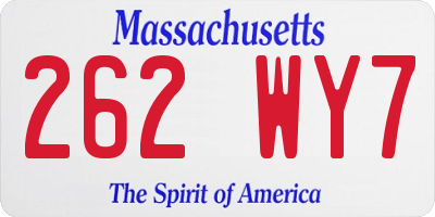 MA license plate 262WY7