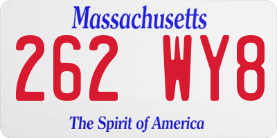 MA license plate 262WY8